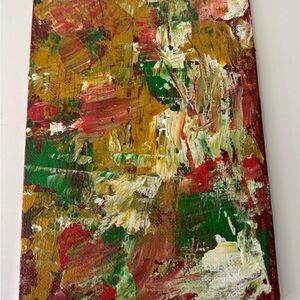 Painting Acrylic Art Abstract Original Unique 5x7 Love Abstract Dark Orange Care